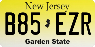 NJ license plate B85EZR