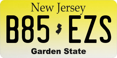 NJ license plate B85EZS