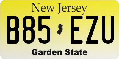 NJ license plate B85EZU