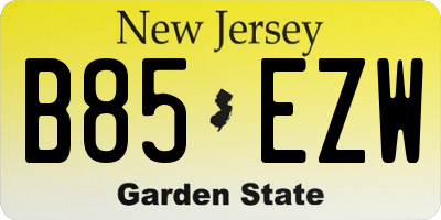 NJ license plate B85EZW