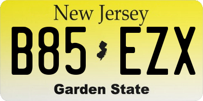 NJ license plate B85EZX