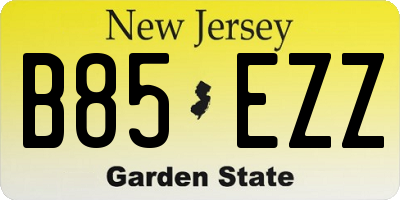 NJ license plate B85EZZ