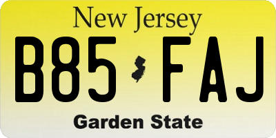 NJ license plate B85FAJ