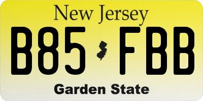 NJ license plate B85FBB