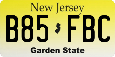 NJ license plate B85FBC