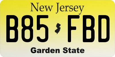 NJ license plate B85FBD