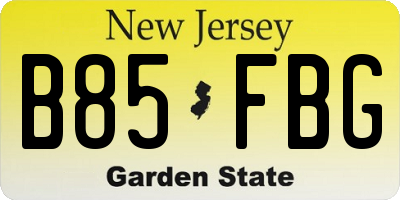 NJ license plate B85FBG