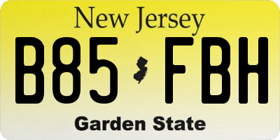 NJ license plate B85FBH