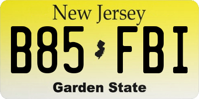 NJ license plate B85FBI