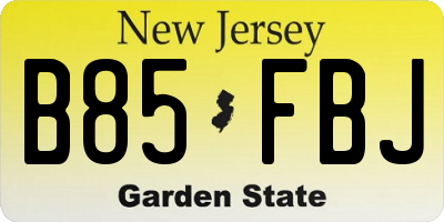 NJ license plate B85FBJ