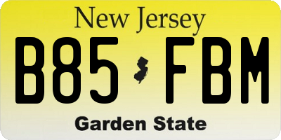 NJ license plate B85FBM
