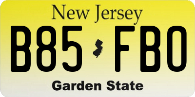 NJ license plate B85FBO