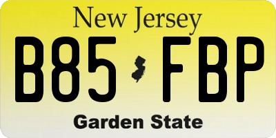 NJ license plate B85FBP