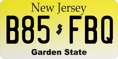 NJ license plate B85FBQ