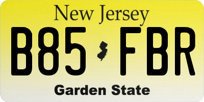 NJ license plate B85FBR