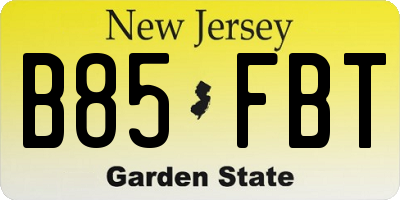 NJ license plate B85FBT