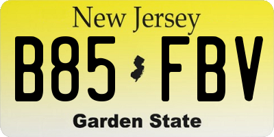 NJ license plate B85FBV