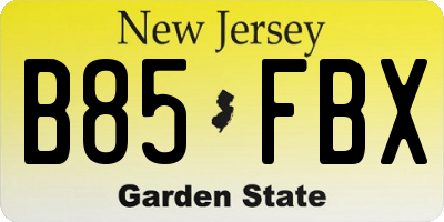 NJ license plate B85FBX