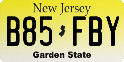 NJ license plate B85FBY