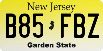 NJ license plate B85FBZ