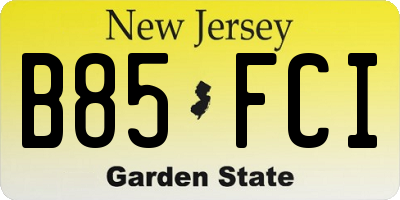 NJ license plate B85FCI