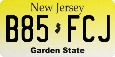 NJ license plate B85FCJ