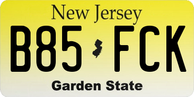 NJ license plate B85FCK