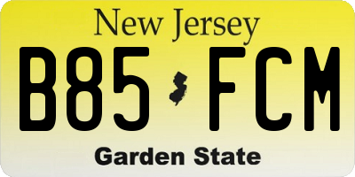 NJ license plate B85FCM