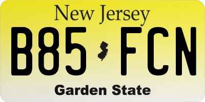 NJ license plate B85FCN