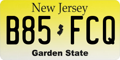 NJ license plate B85FCQ