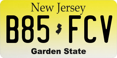 NJ license plate B85FCV