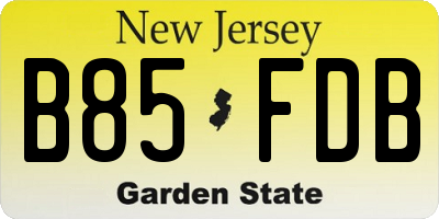 NJ license plate B85FDB