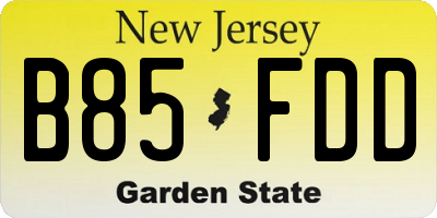 NJ license plate B85FDD
