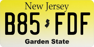 NJ license plate B85FDF