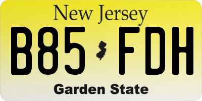 NJ license plate B85FDH