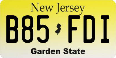 NJ license plate B85FDI