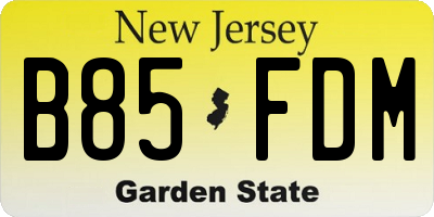 NJ license plate B85FDM