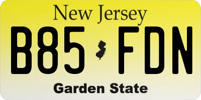 NJ license plate B85FDN