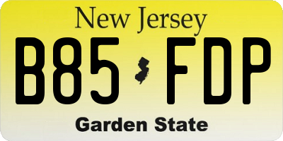 NJ license plate B85FDP