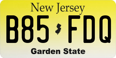 NJ license plate B85FDQ