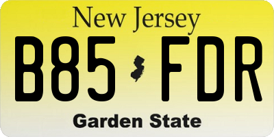 NJ license plate B85FDR
