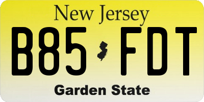 NJ license plate B85FDT
