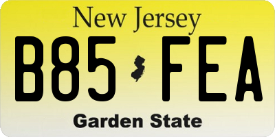 NJ license plate B85FEA