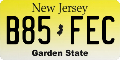 NJ license plate B85FEC
