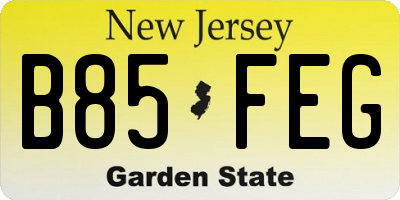 NJ license plate B85FEG