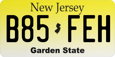 NJ license plate B85FEH