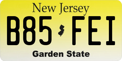 NJ license plate B85FEI