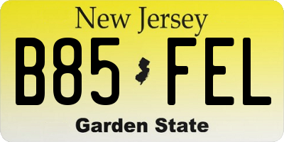 NJ license plate B85FEL
