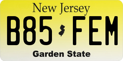 NJ license plate B85FEM