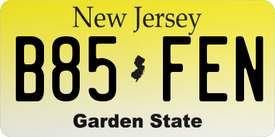 NJ license plate B85FEN
